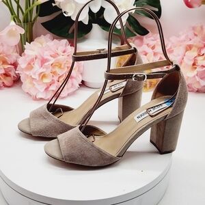 Steve Madden Mirna Women Suede Sandals Size 6.5M Block Heels
